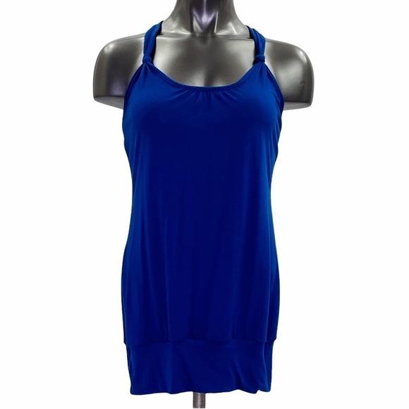 MAX Love Blue Racerback Lace Sleeveless Tunic Top - Picture 2 of 12